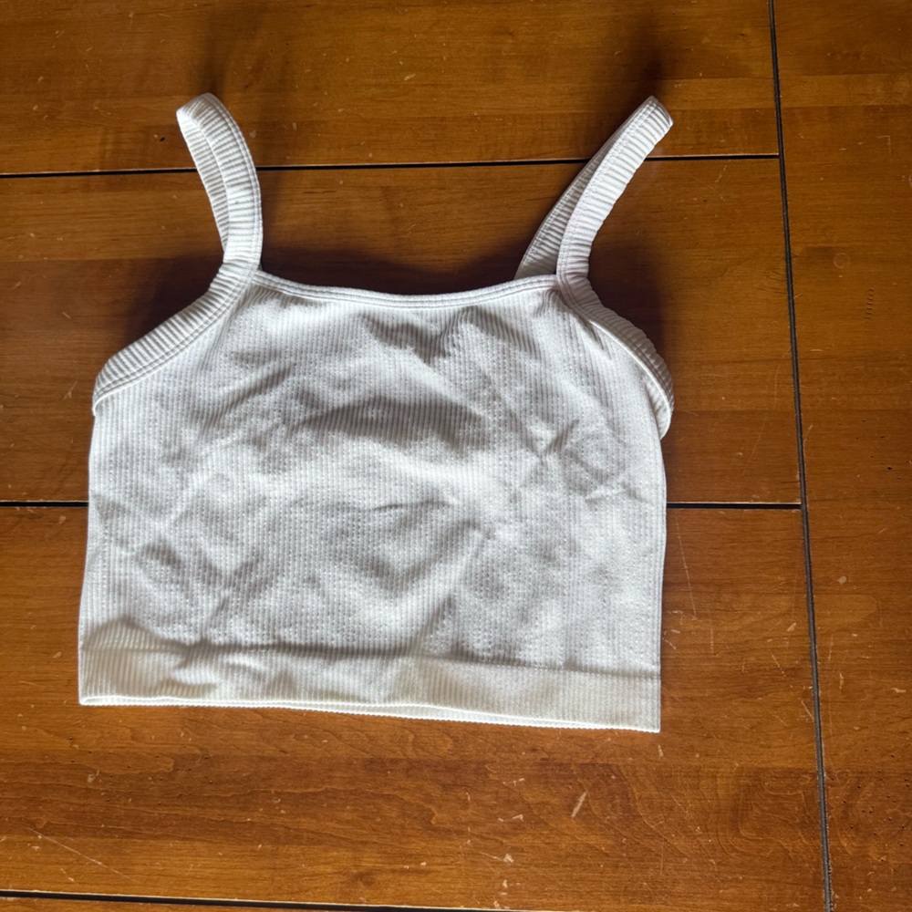 Colsie White Ribbed Cropped Tank